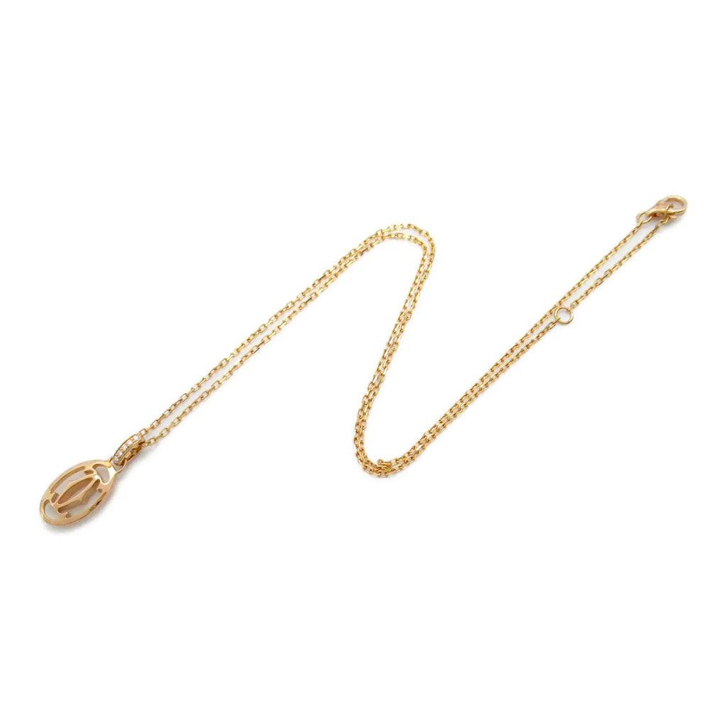 K18PG(Rose (Good) double Clear Clear Necklace Pre-Owned Gold) Necklace CARTIER diamond Logo