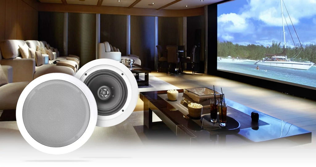 6.5" Receiver+(8) White LED Speakers Ceiling Theater Amp/Home Tube Rockville