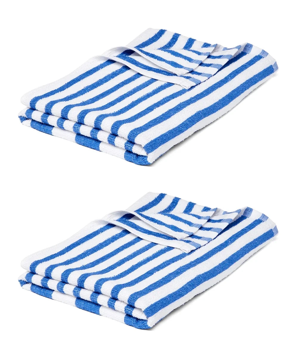 Towels 60" Cotton Striped Spa Spun Beach Blue/White x Poolside Ring Pack 100% 30" Pool 6