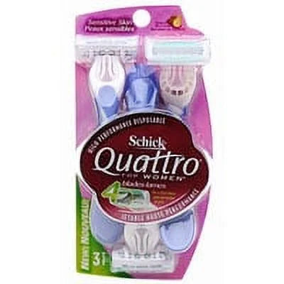 Razors, Ea, Women High Schick 6 Performance - For 3 Sensitive Skin Quattro Pack Disposable