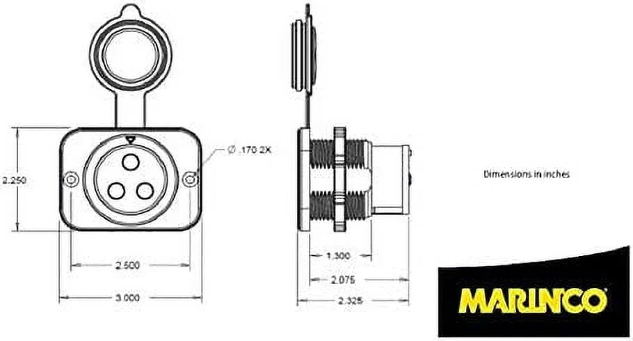Marinco Plug Receptacle 70A Motor & Trolling 12VCPS3