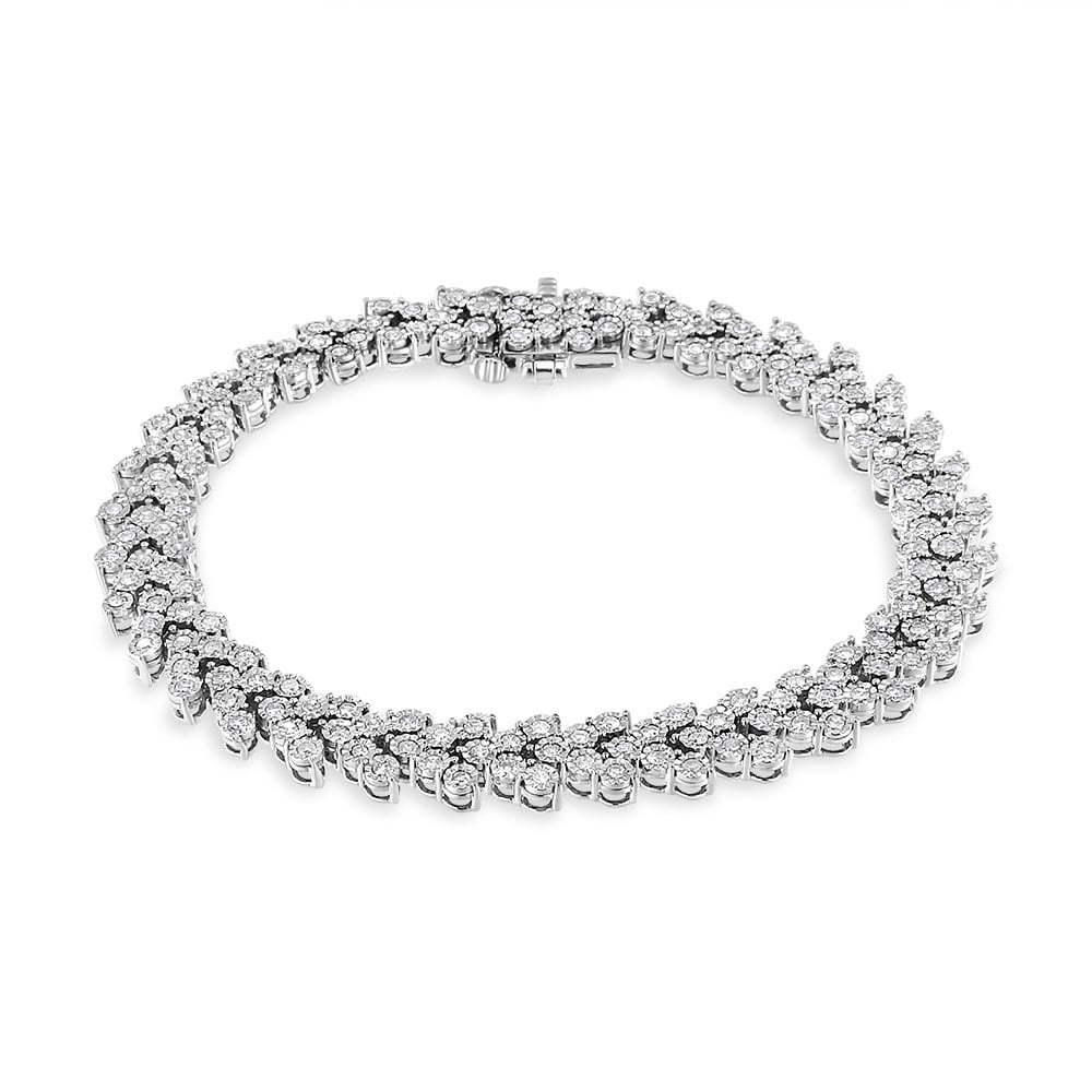 Link clarity) color, Miracle I3 Sterling Silver (I-J Diamond Wreath - Set Cttw Bracelet .925 7.25" Laurel 2.00