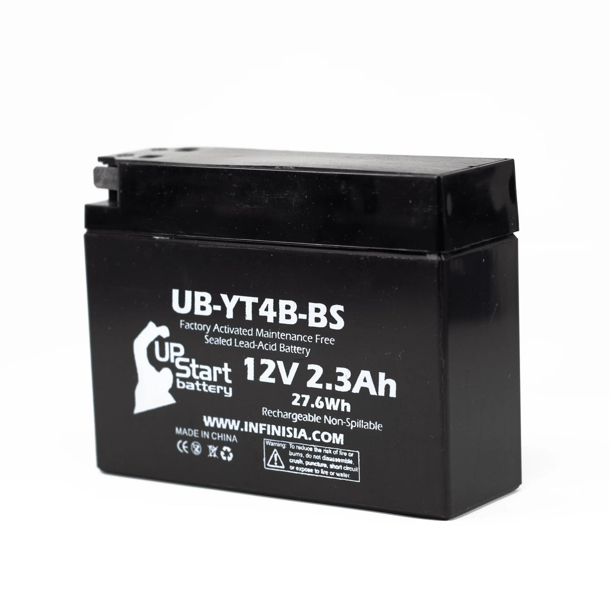 '- Replacement 2012 2.3Ah, Battery 12V, Activated, Battery Yamaha UB-YT4B-BS UpStart Factory Maintenance Free, for SR400 Motorcycle 400CC (FI) 4-Pack