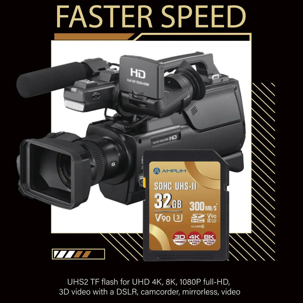 UHD Camera SDXC 8K Camcorder Speed UHS-II 4K High for Card Video Amplim V90 SD Extreme 32GB