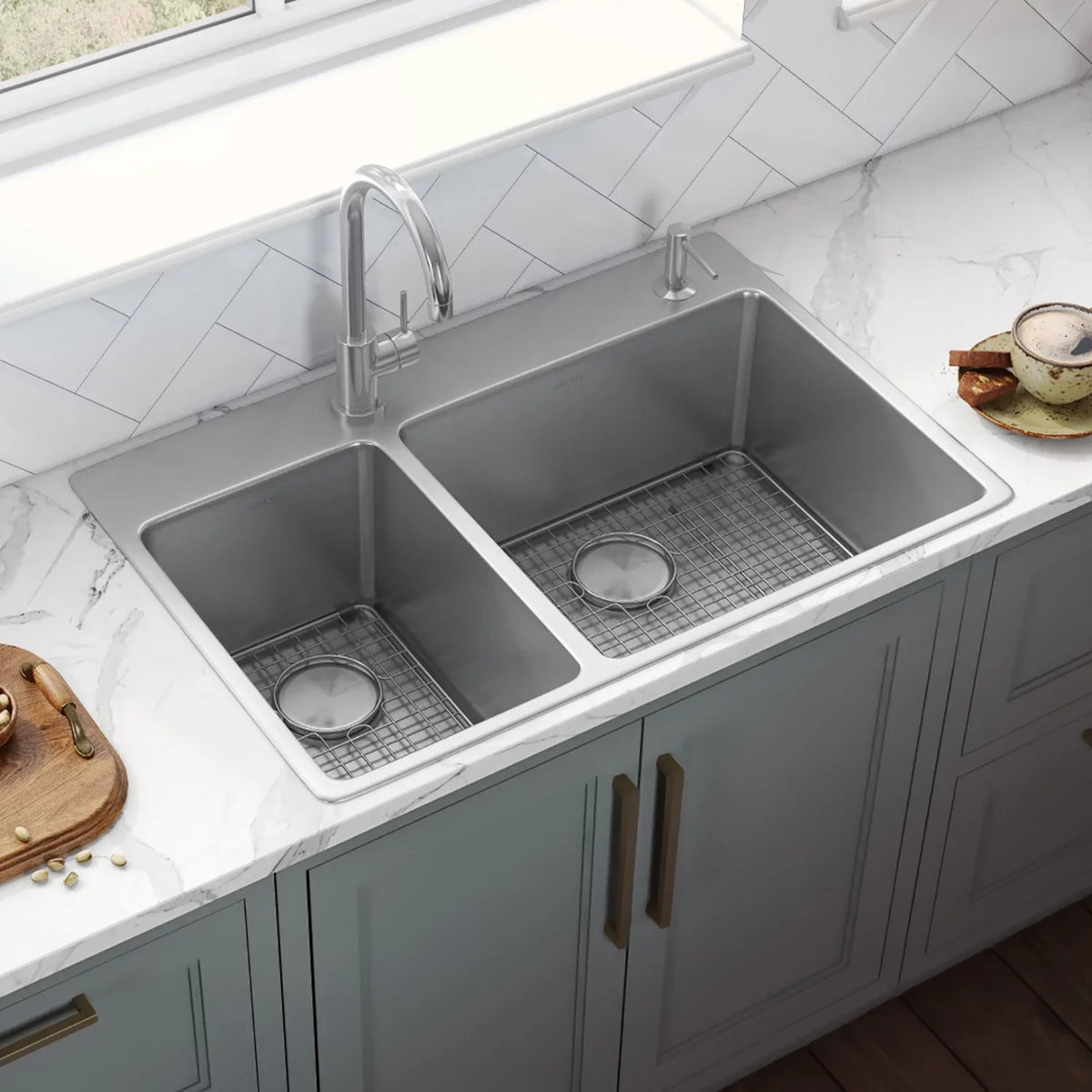 Topmount 22 x Ruvati 16 Gauge Kitchen Drop-in RVM5176 inch 33 Sink