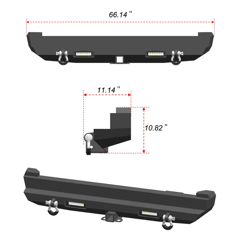 Cherokee Vijay Fits Jeep XJ Steel Bumper XJ Rear with Lights 1984-2001