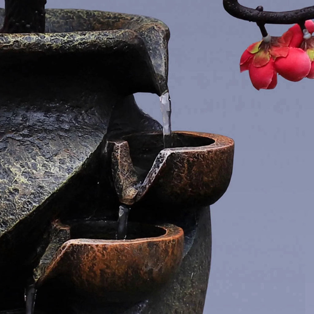 room Garden Living Vase Simulation Fountains Feng Decor Shui Relaxation Waterfall Gifts Office Craft Flower Creative for Desk Tabletop Water VaseThree-dimensional Soothing Fountain