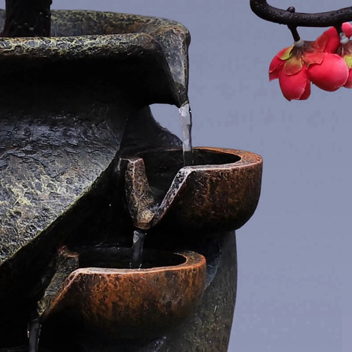 room Garden Living Vase Simulation Fountains Feng Decor Shui Relaxation Waterfall Gifts Office Craft Flower Creative for Desk Tabletop Water VaseThree-dimensional Soothing Fountain