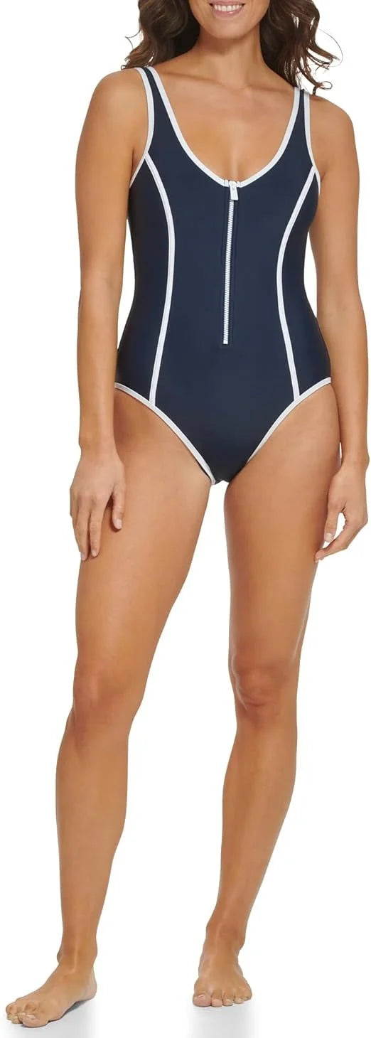 X-Large CAPTAIN SKY US Tommy Front Piece One Swimsuit, U Back Deep Zip Hilfiger