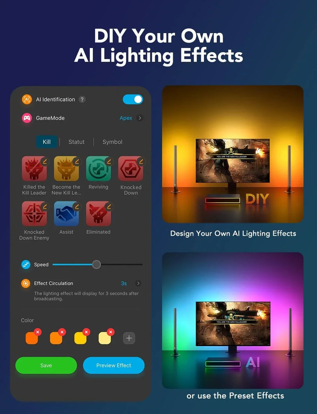 Google Bars inch HDMI Alexa, for 1 Assistant, Box Kit, Light AI Back Out 4K Light and with In LED 3 CEC, And Box, HDMI2.0 Gaming Monitor Monitors, Strip Works Light, Sync with Gaming RGBIC 27-34 Govee