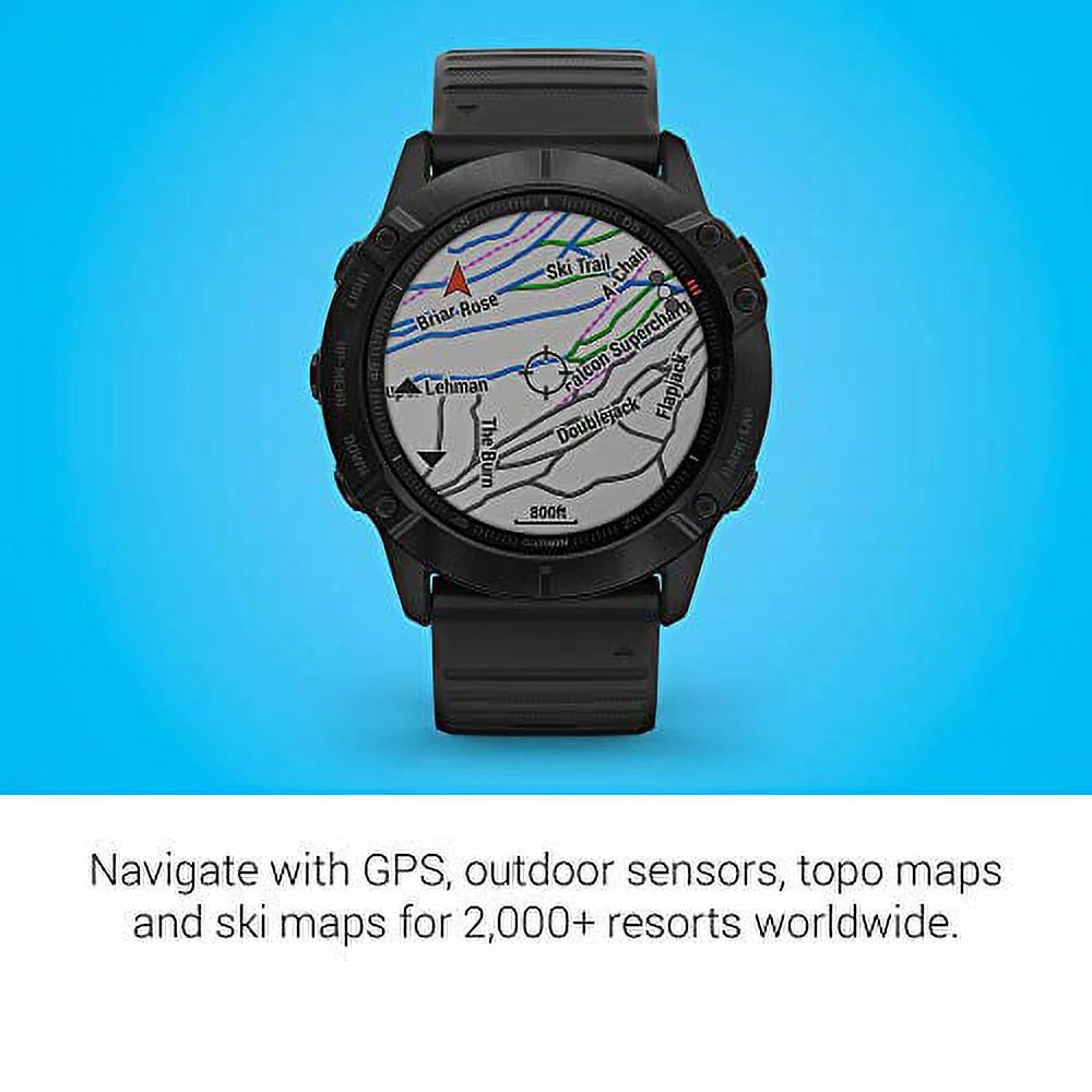 Ox Music, Black Sensors, Grade-Adjusted Pulse Pro, Watch, Garmin 6X and Premium Fenix Mapping, Multisport Guidance Pace Features GPS 010-02157-00
