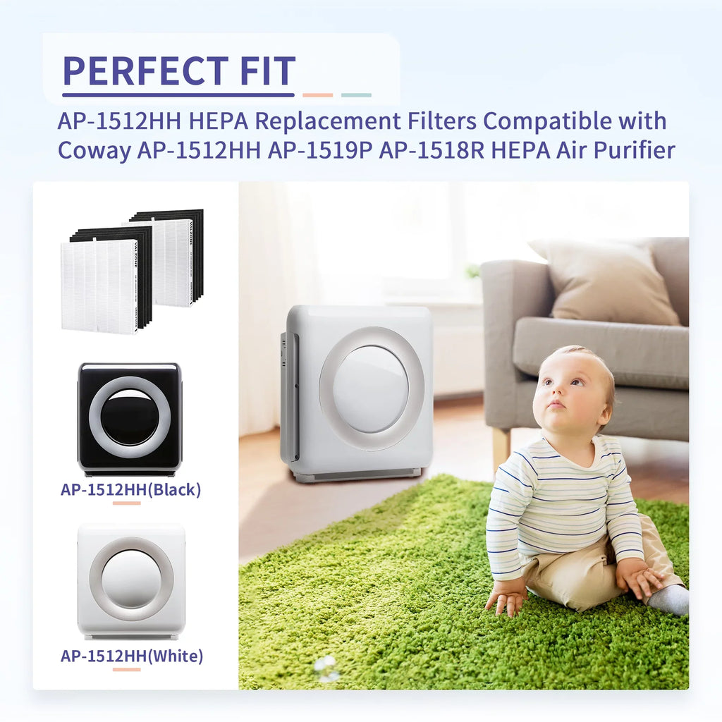 Part#3304899, Compatible Airmega DAJDAH AP-1512HH and 200M Filter Coway AP-1512HH-FP AP-1512HH | AP-1519P Pre-Cut HEPA Purifier Filter Carbon Coway AP-1518R, to Compare 2 with 8 Air +