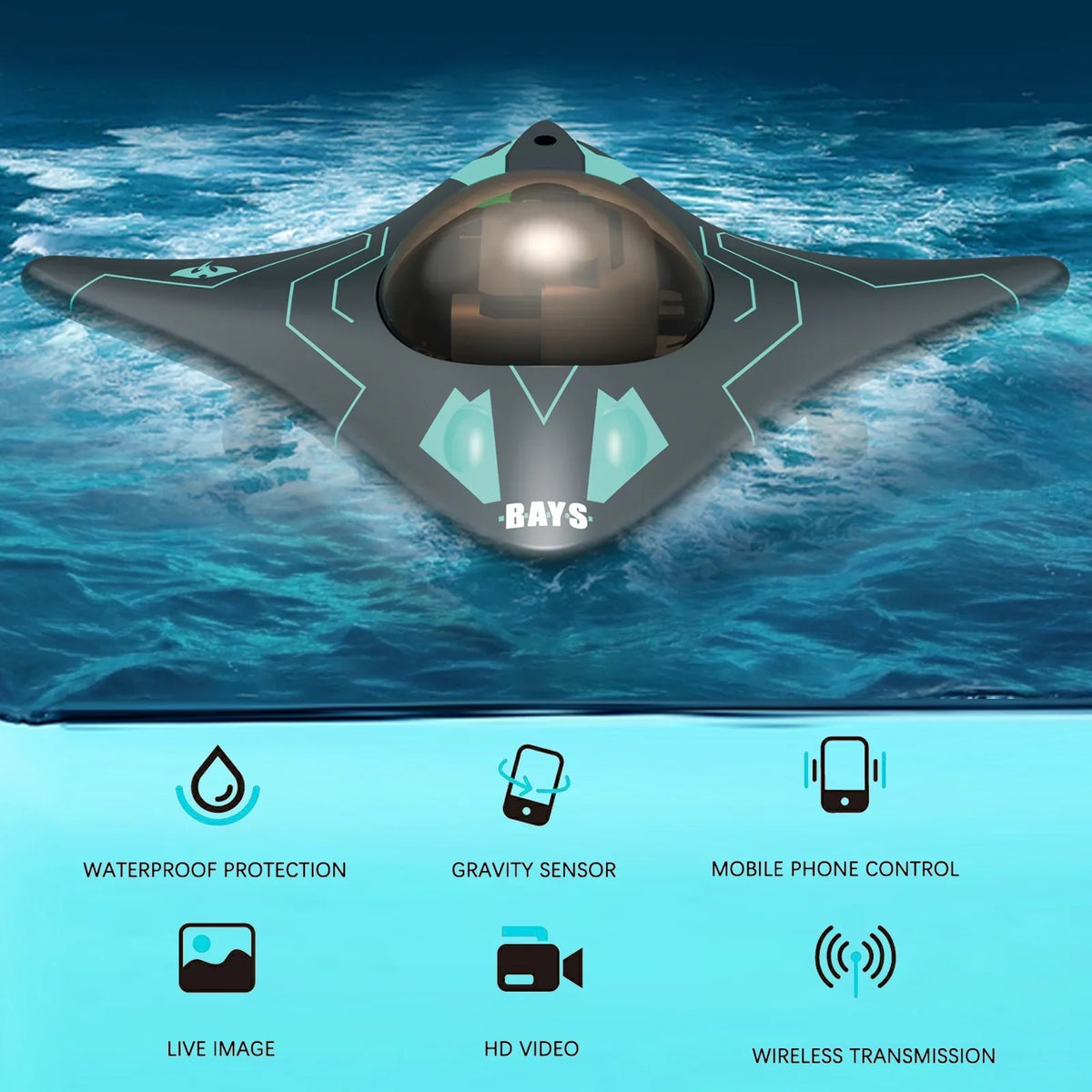 Remote moobody Remote Boat Black with WiFi Control Visual Control