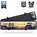 Parking Cam, GPS TOGUARD Rear Assist, Parking Touch 4K+1080P Mirror View 12" and Monitoring, Front Screen Camera, Rear Dash