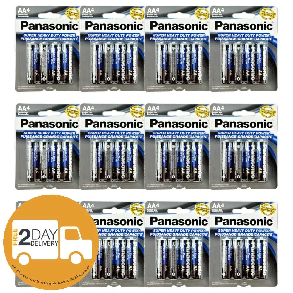 Batteries Panasonic 48 Battery Duty 1.5v Zinc AA Carbon Power Super Heavy PCS A Double