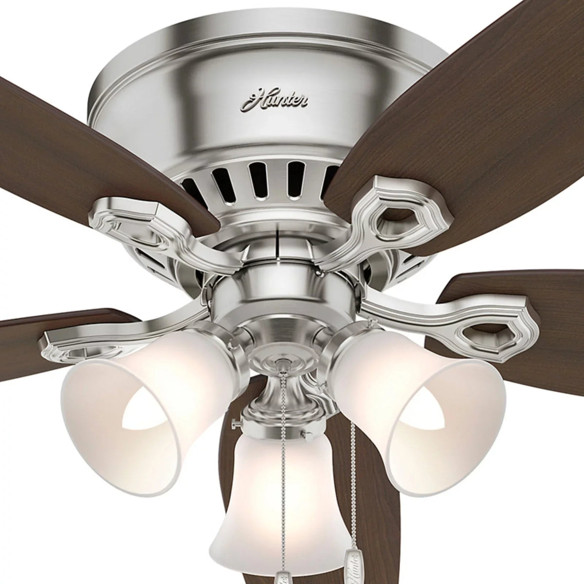 Chain, Snow 52" Profile White Pull w/ Fan Builder Fan Ceiling Low Hunter Company