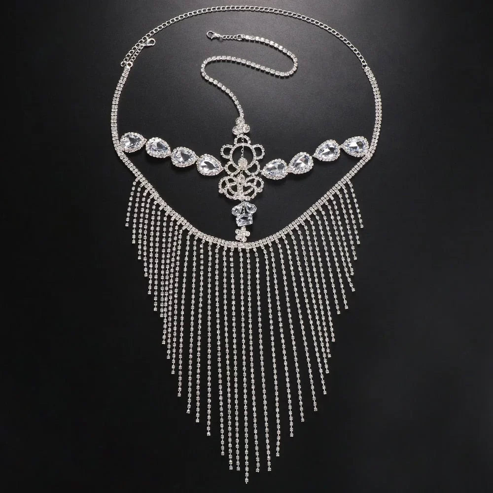 Masquerade Mask Tassel Hair Women for Mask Face Crystal Party Face Rhinestone Chain Halloween Jewelry