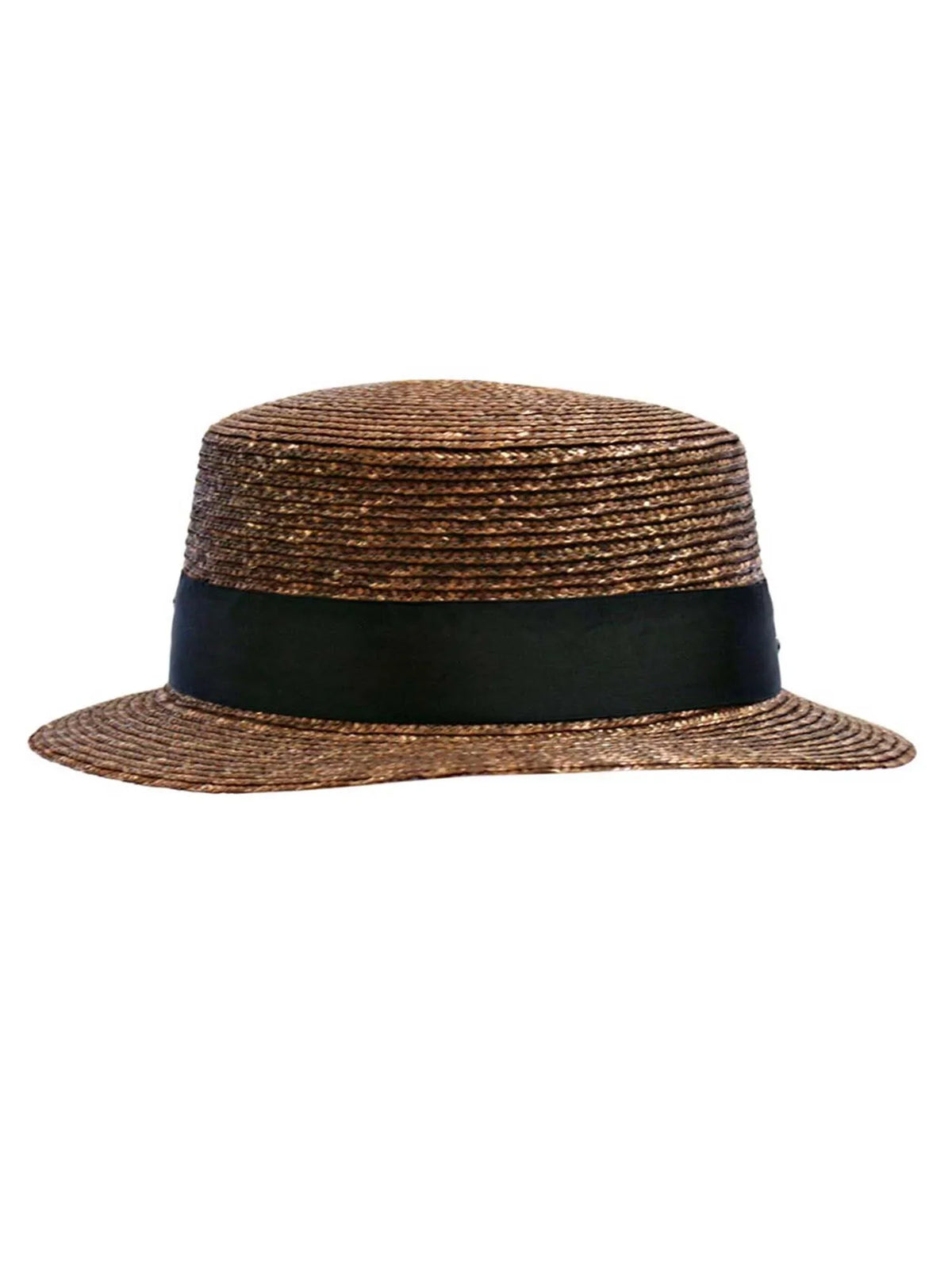 Rhinestone Hat Straw Black Brown With Sun Band
