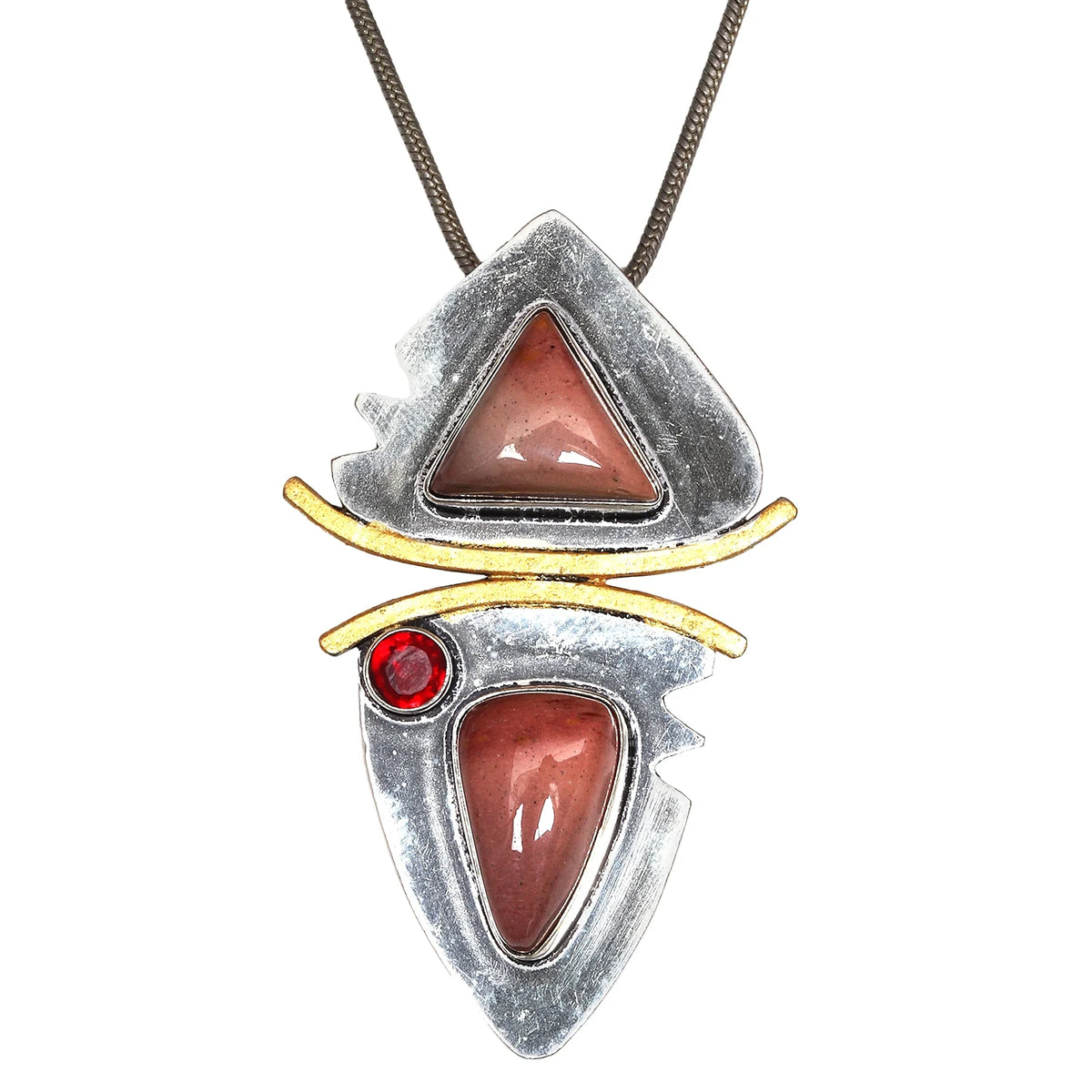 Necklace Rhodochrosite Sterling Rhodochrosite, Garnet 925 18" Gemstone Silver