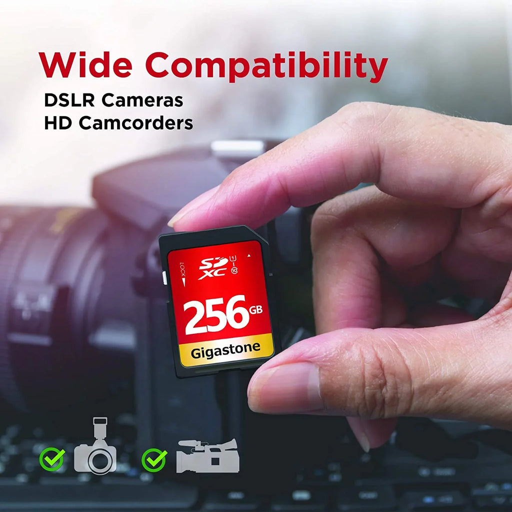Canon UHS-I 10 Gigastone SDXC Panasonic Olympus Sony Pentax Camera Nikon Card Kodak Card Speed High Full Digital Class 256GB U1 Memory Video HD SD