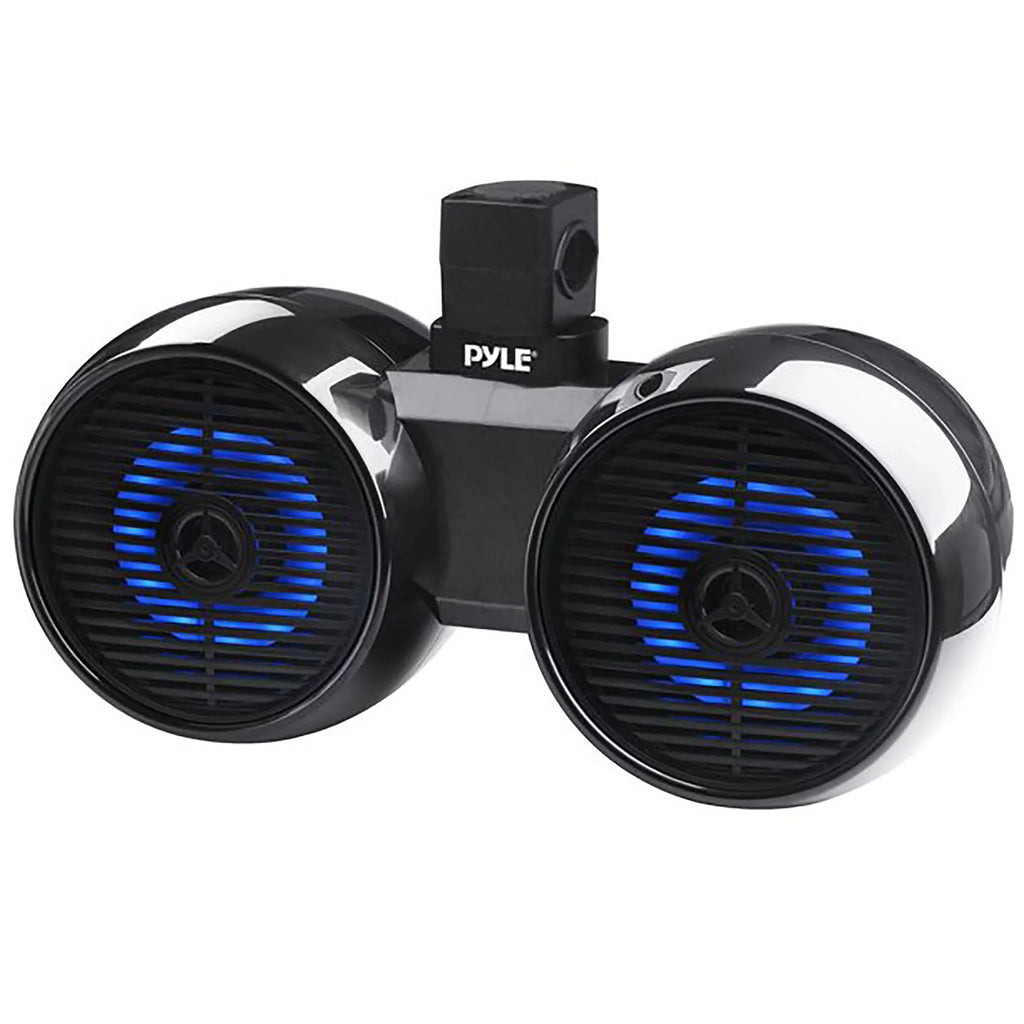 for Car Tower Includes Light, (Black) Marine Speaker Brackets Speakers Pyle Wakeboard Sound Off-Road Boat, Dual w/LED Waterproof Jeep ATV Stereo - Outdoor Bluetooth 200W Full Range 6.5” System 2-Way