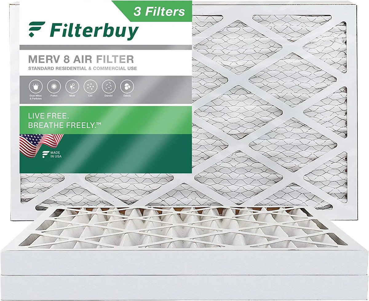 (3-Pack) Air HVAC AC 8 MERV Filterbuy 20x32x2 Pleated Furnace Filters