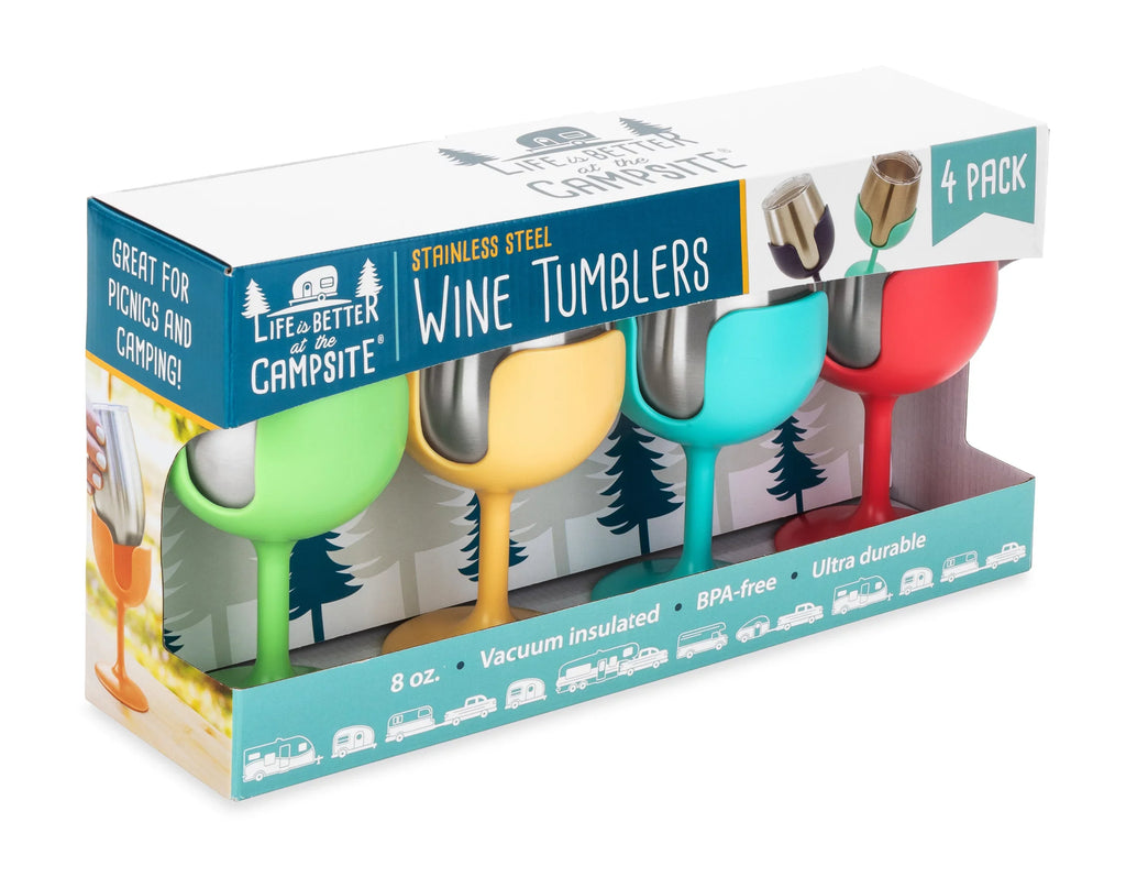 Construction, 18/8 Grade and the in Campsite Camco Insulated Stems, at Size (53068) Vacuum Wine 8oz Life a Better Features Removable Tumblers 4 Stainless is a | Steel Colorful Kitchen Comes