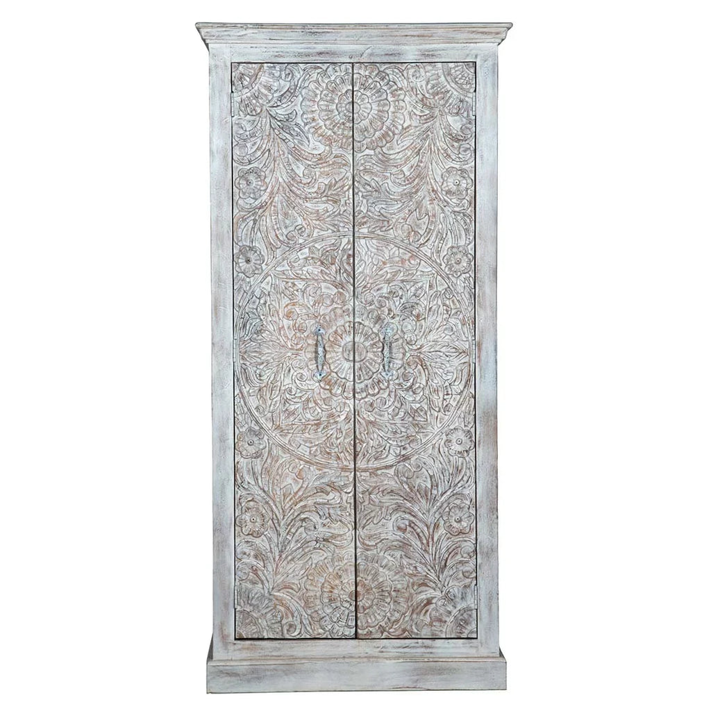 Shabby Chic Maadze Wardrobe White Carved