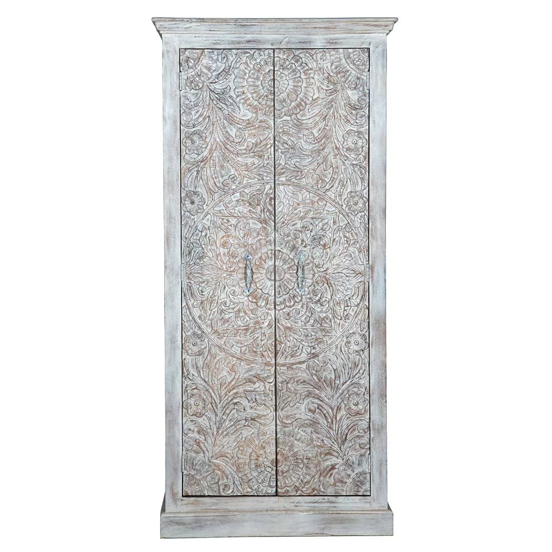 Shabby Chic Maadze Wardrobe White Carved