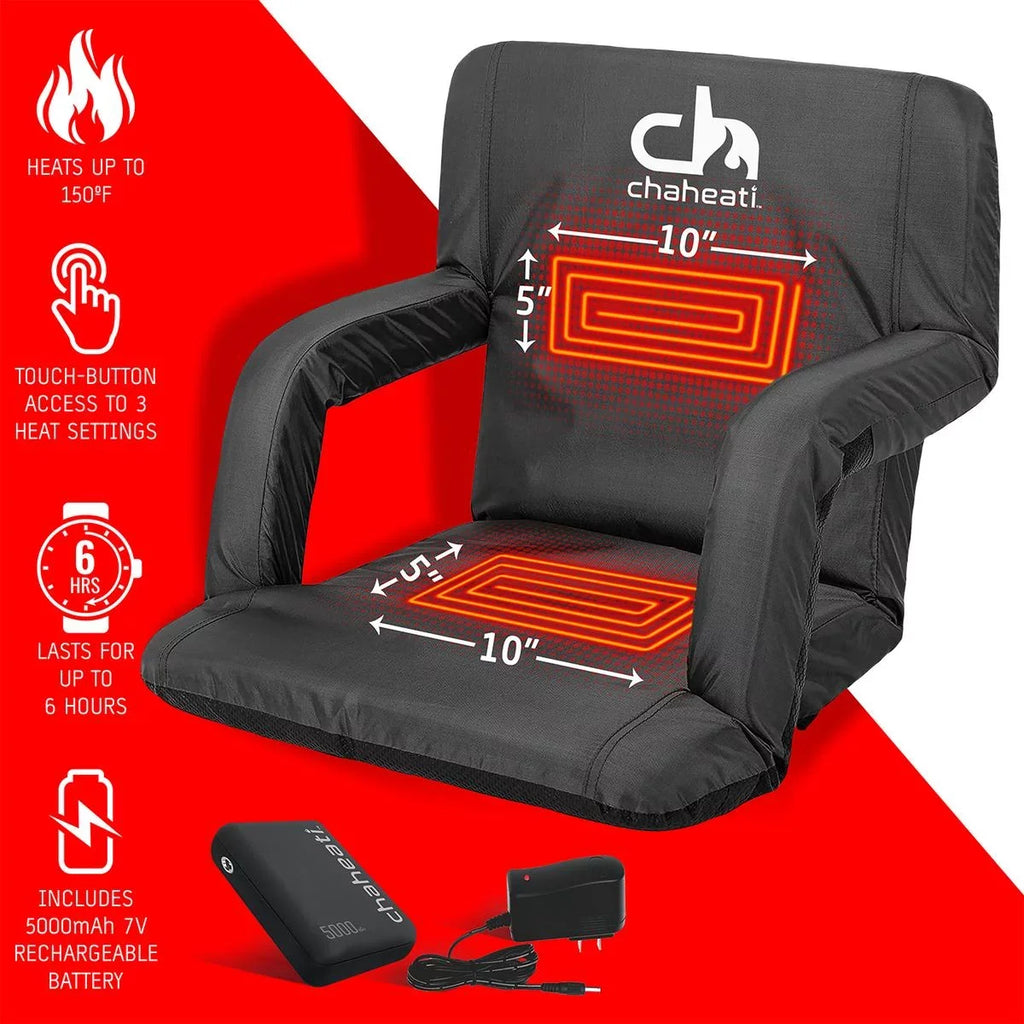 Seat Camping, in Battery Outdoor 7 Bleacher – Folding Heated V And Heated Black Activities Sports, Chaheati For Chair