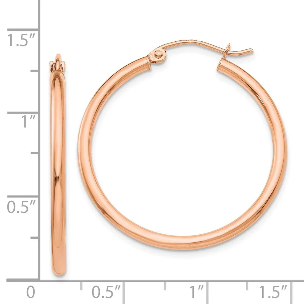 Tube Men Women 2mm Adults Rose for Earrings; Lightweight for 14kt Real Gold Teens; and Polished and Hoop