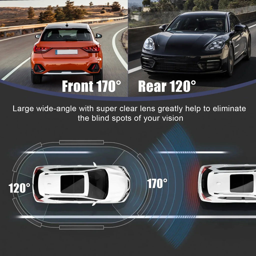 Screen Angle, 4 FHD DVR and Inch Front G-Sensor, Dash LCD 1080P Recorder Cam Wide (Sky Rear Blue) Touch Driving Car Camera - 170°