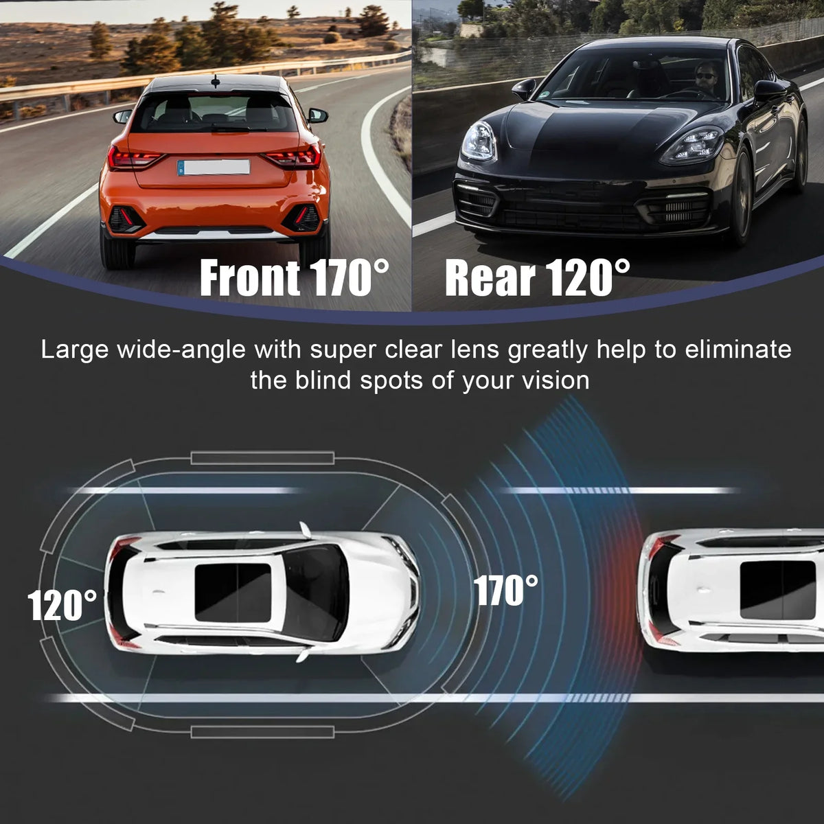 Screen Angle, 4 FHD DVR and Inch Front G-Sensor, Dash LCD 1080P Recorder Cam Wide (Sky Rear Blue) Touch Driving Car Camera - 170°