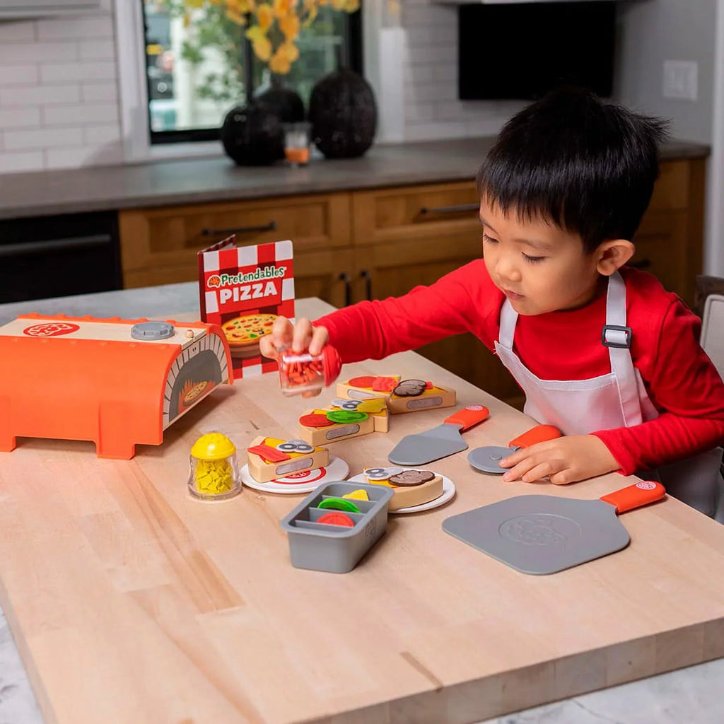 Pretendables Playset Pizza Fat Toys Brain with Pretend Storage, Oven Set - 3+ Backyard
