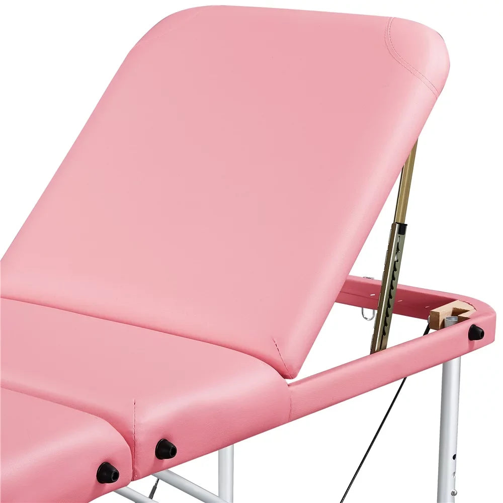 Backrest/Headrest/Armrest/Hand Massage Portable Alloy Salon Table Massage Spa 84'' with 3-Fold Bed, Massage Adjustable Pink Bed Yaheetech Couch, Equipment, Pallet,