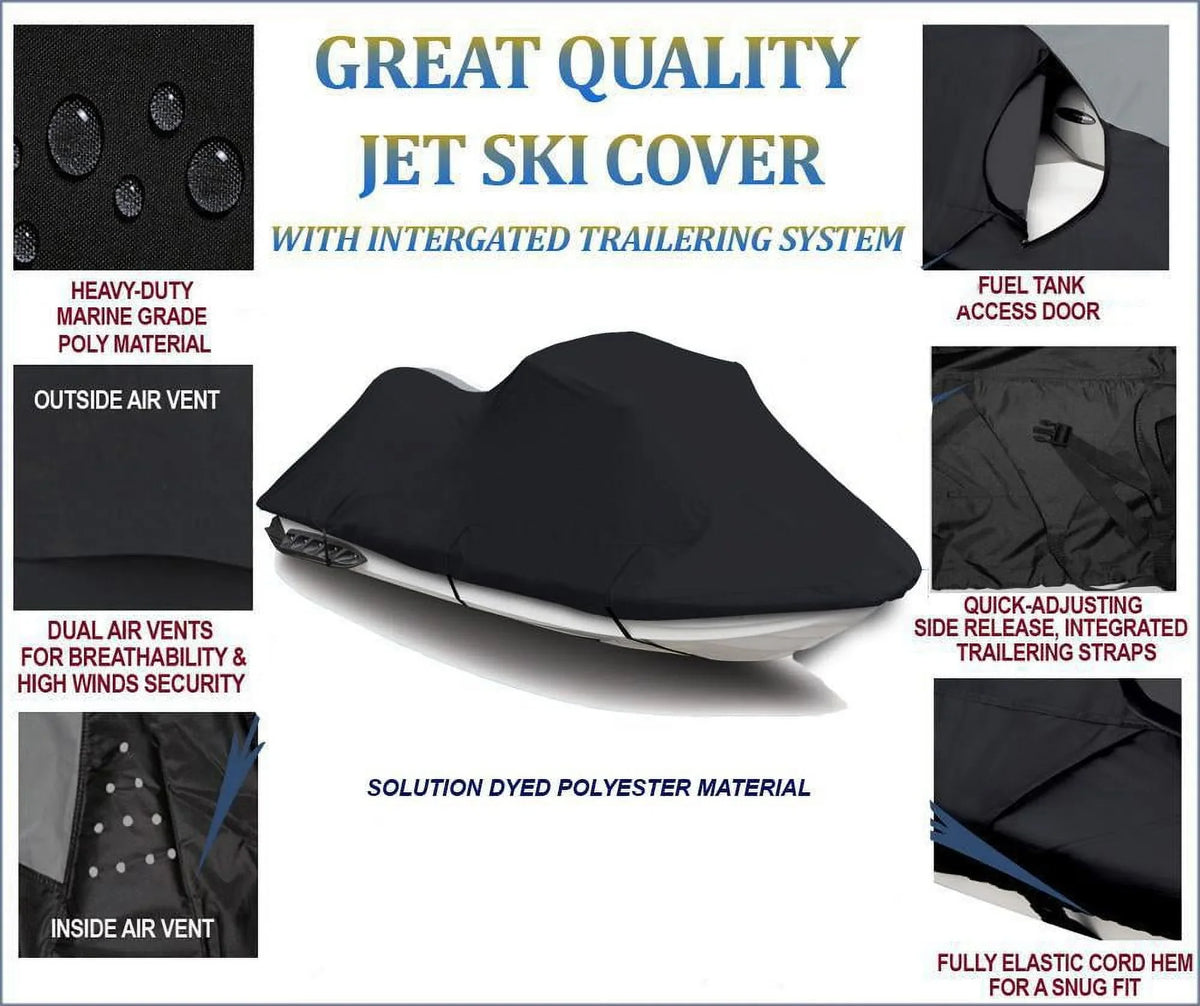 800R Cover for for 2 DENIER Yamaha 2002 Ski Wave 2004 BLACK Cover GP 2001 Runner 2003 Seater 600 Jet JetSki Compatible Compatible 2005 PWC