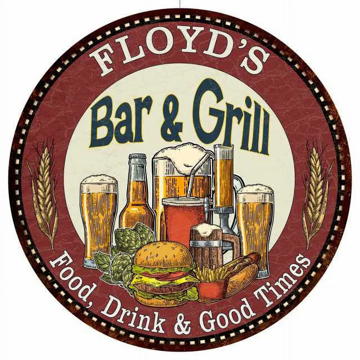 12" Sign Decor Grill Bar Metal Wall 200120020165 Round Kitchen and FLOYD'S