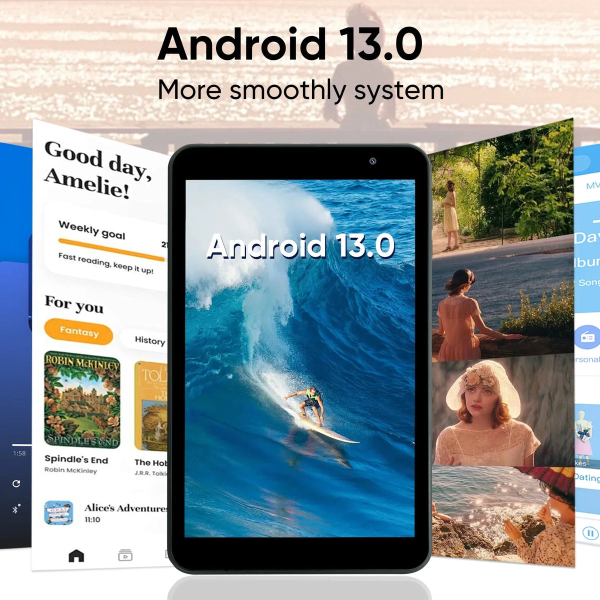 Processor Tablets RAM IPS with 32GB Quad-Core Camera, Dual ROM, 1280x800 weelikeit inch Display, 8 Bluetooth5.0(Black) 13 WiFi, with Android 4(3+1)GB Tablet Tablet PC