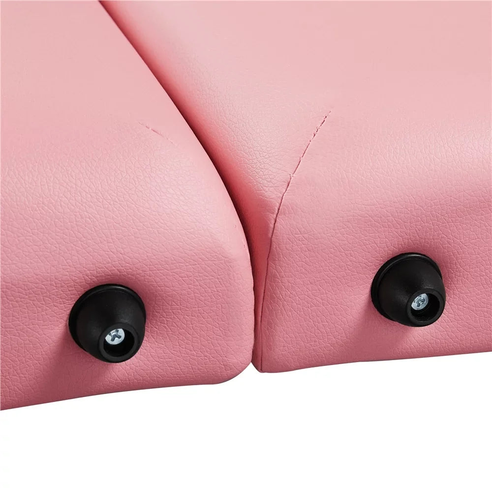 Backrest/Headrest/Armrest/Hand Massage Portable Alloy Salon Table Massage Spa 84'' with 3-Fold Bed, Massage Adjustable Pink Bed Yaheetech Couch, Equipment, Pallet,