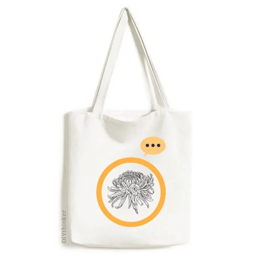 Bag Tote Sack Illustration Chrysanthemum Expression Flower Canvas Shoulder