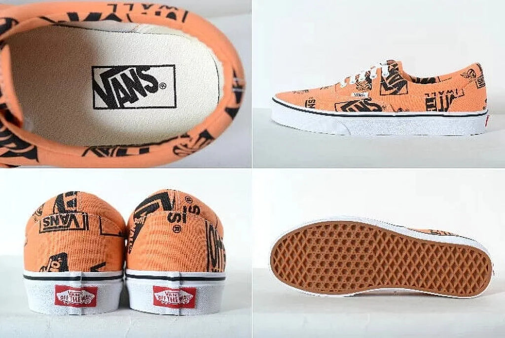 MEN LOW SIZE CLASSIC 9 SKATEBOARD MIX LOGO SHOES TANGERINE/BLACK ERA VANS NEW