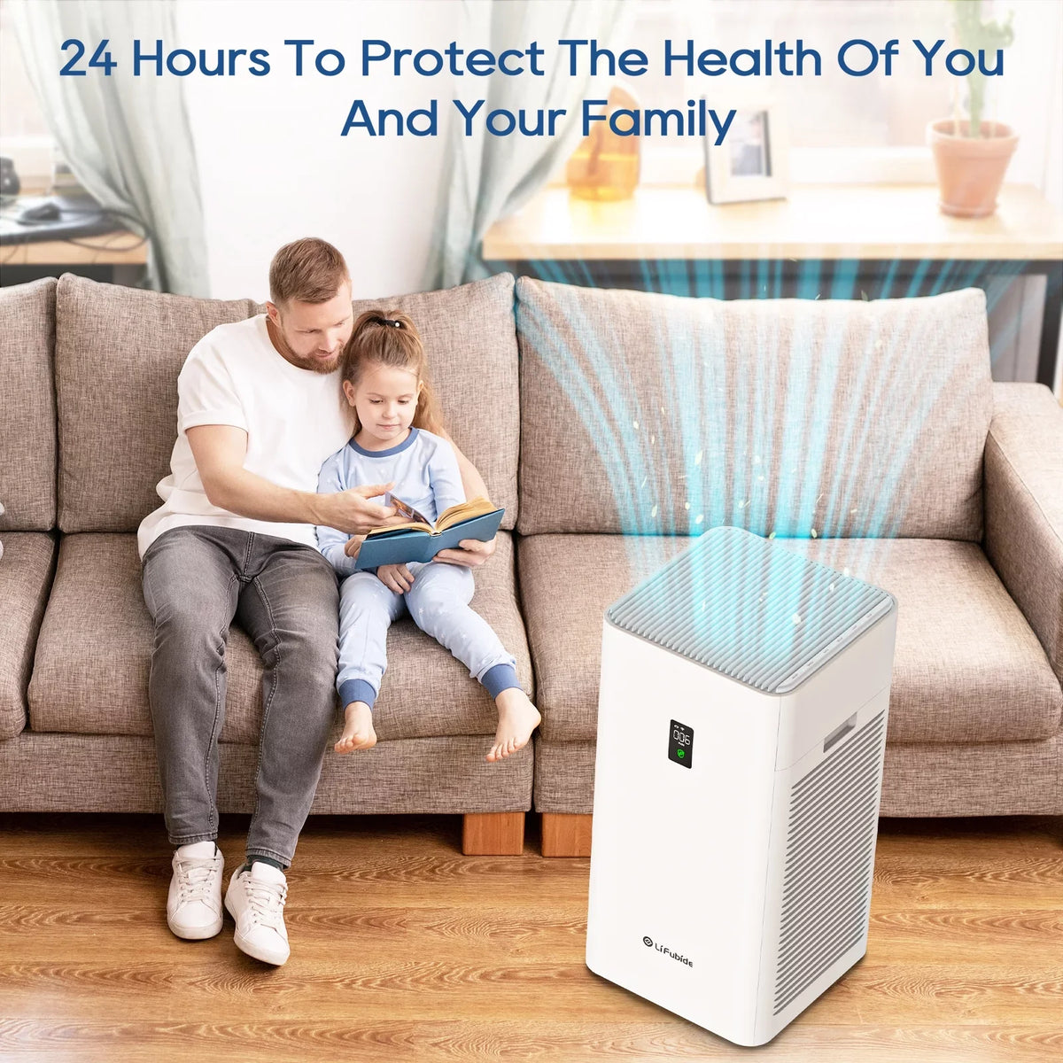 For Air Purifier Air Dander、Smoke、Odor、Dust， Bedroom, Low Removal Room Noise Smart HEPA,4555 Microns 0.01 Monitor, Of Sq.Ft Purifier, True Particles, H13 Coverage,24dB Pet PM2.5 Large Lifubide 99.99%