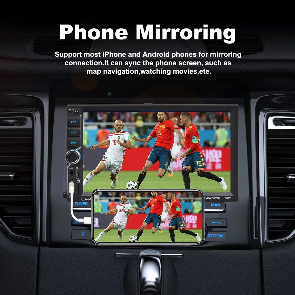Auto Car Din AM/FM Apple Android Double Bluetooth [Wireless] Radio CarPlay Camera USB Touchscreen 7" Stereo Rear