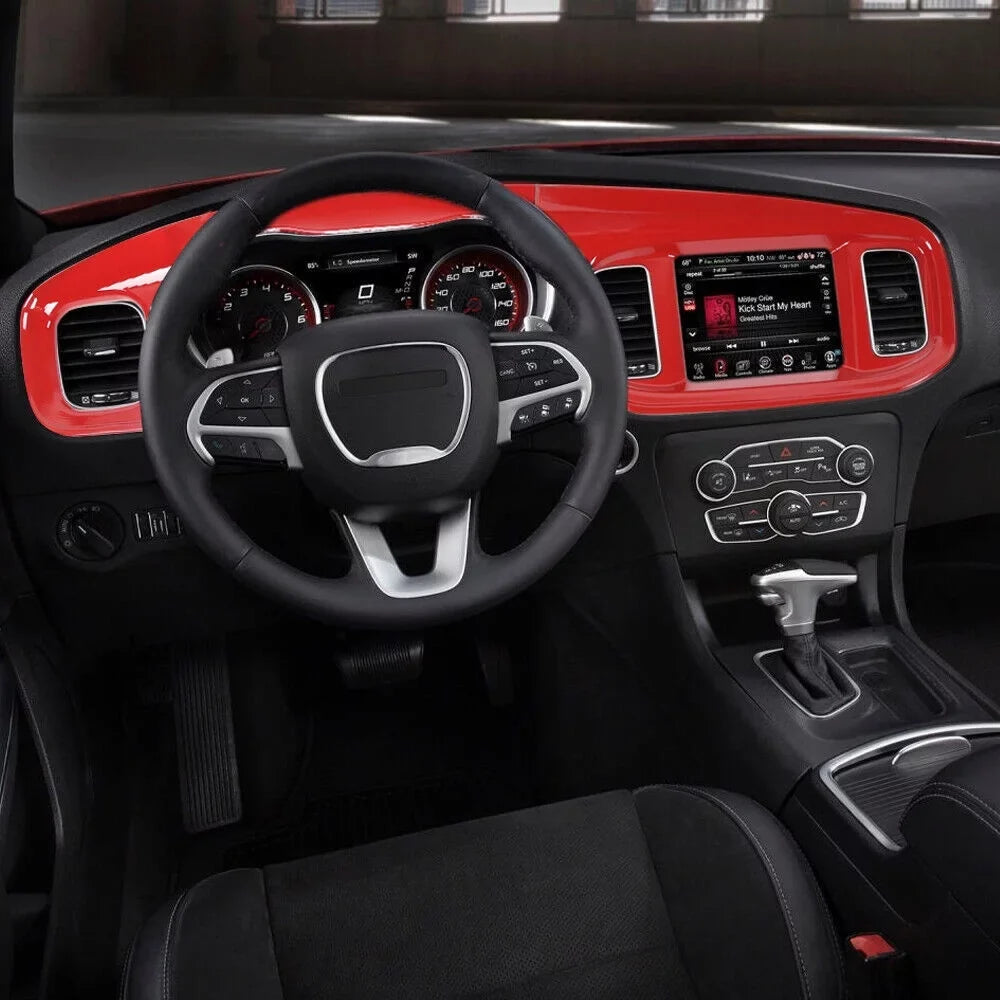 Dash Dodge Trim Interior Covers for Center Console Charger CheroCar Board 2015-2022,Red