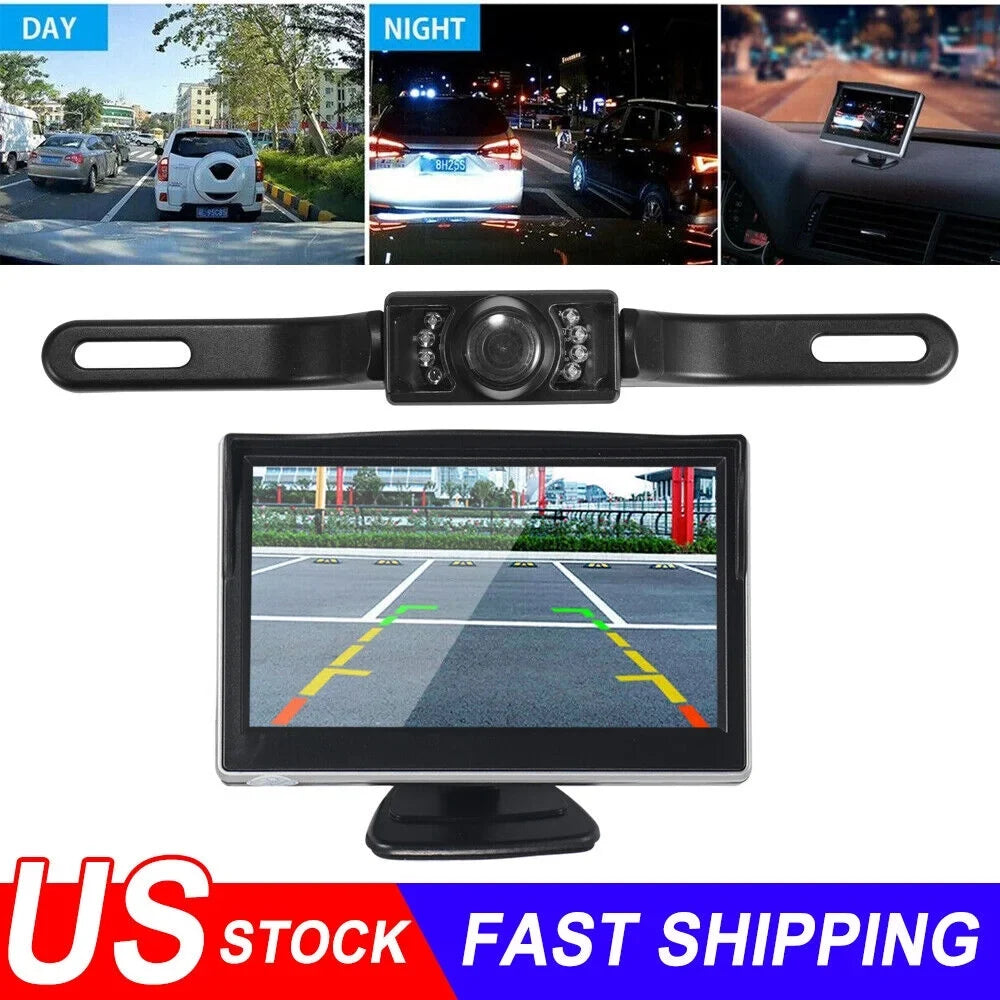 Waterproof Rear Car HD Kit Night Camera View 5" KingFurt Wireless Monitor Vision Backup