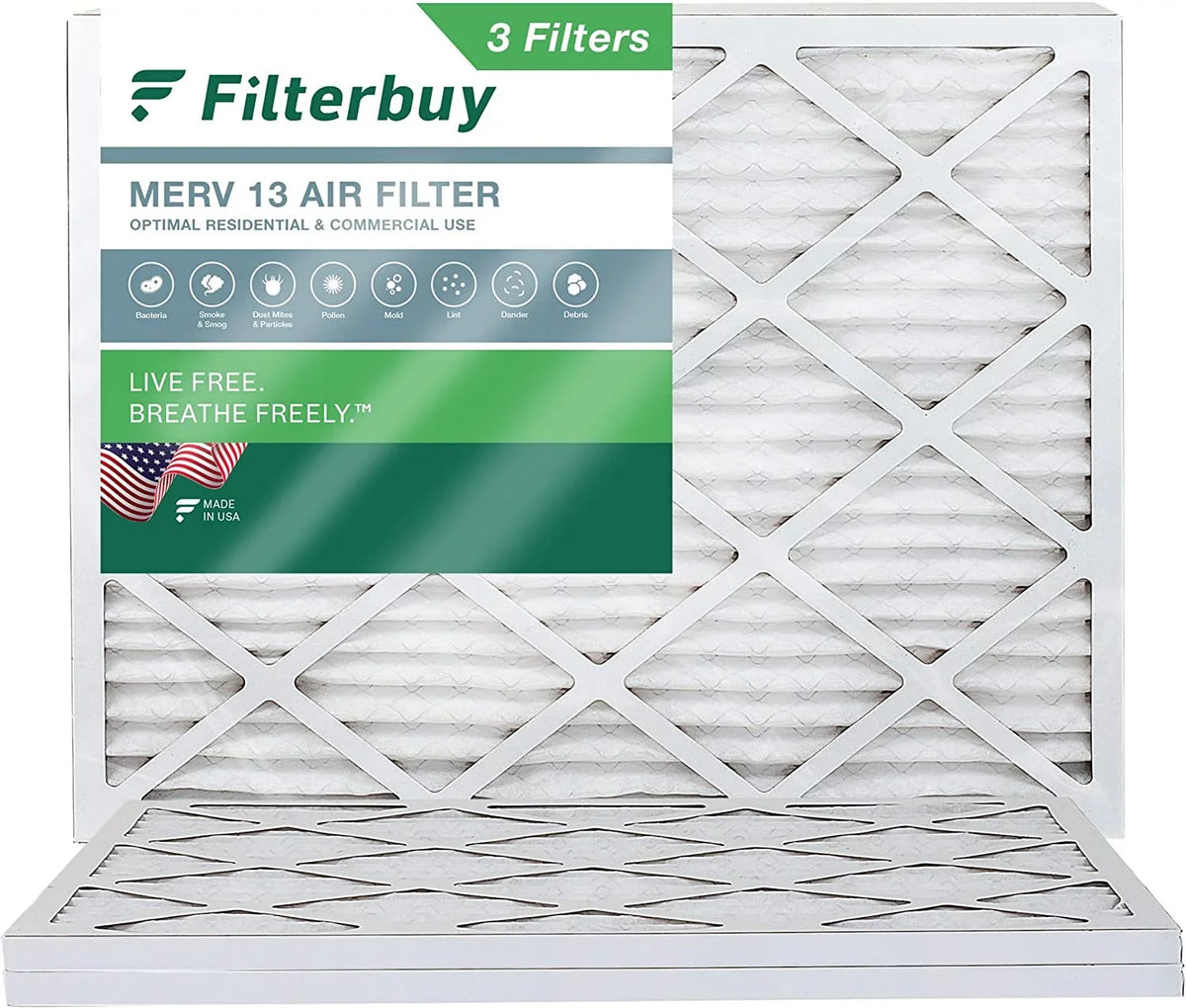 (3-Pack) Air Filters Pleated Furnace 14x20x1 AC 13 HVAC Filterbuy MERV