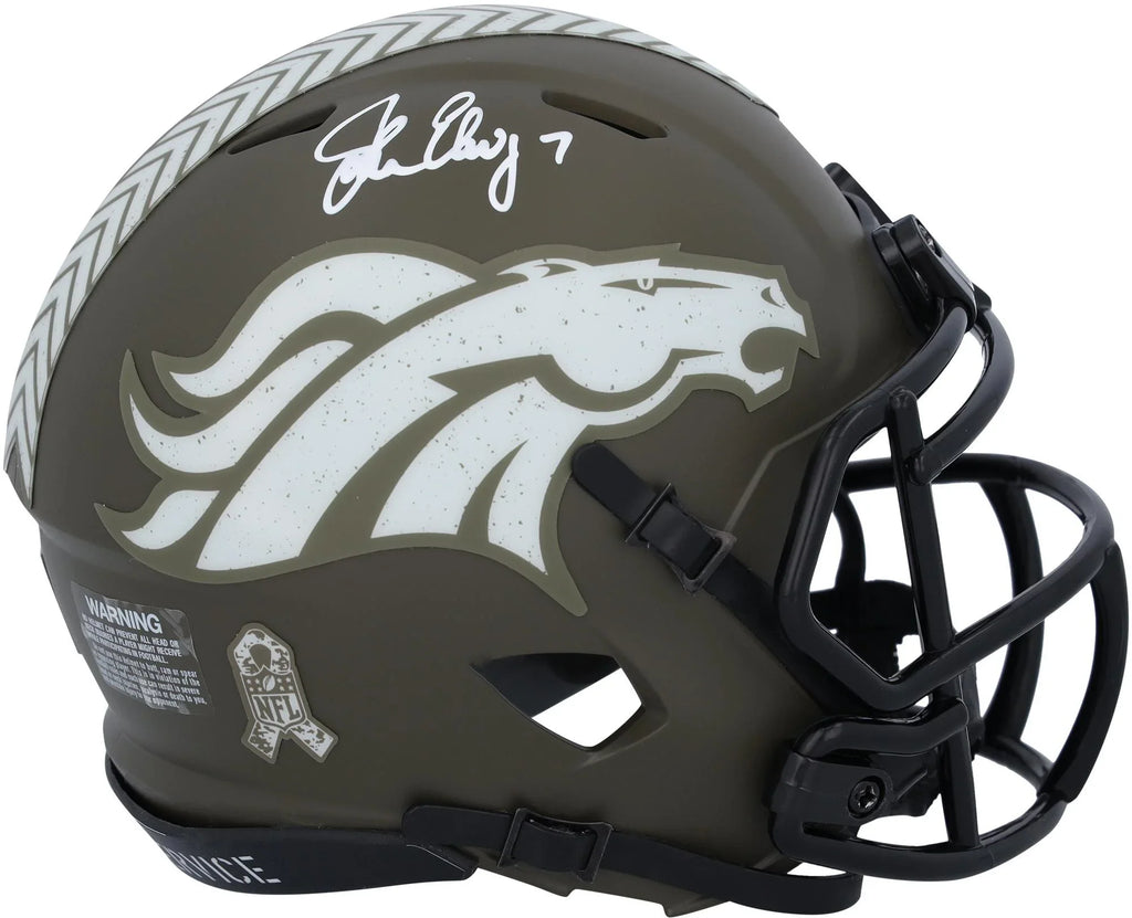 '- Fanatics Speed Denver to Authentic 2022 Service Elway Mini Certified Salute Broncos John Autographed Riddell Speed Helmet