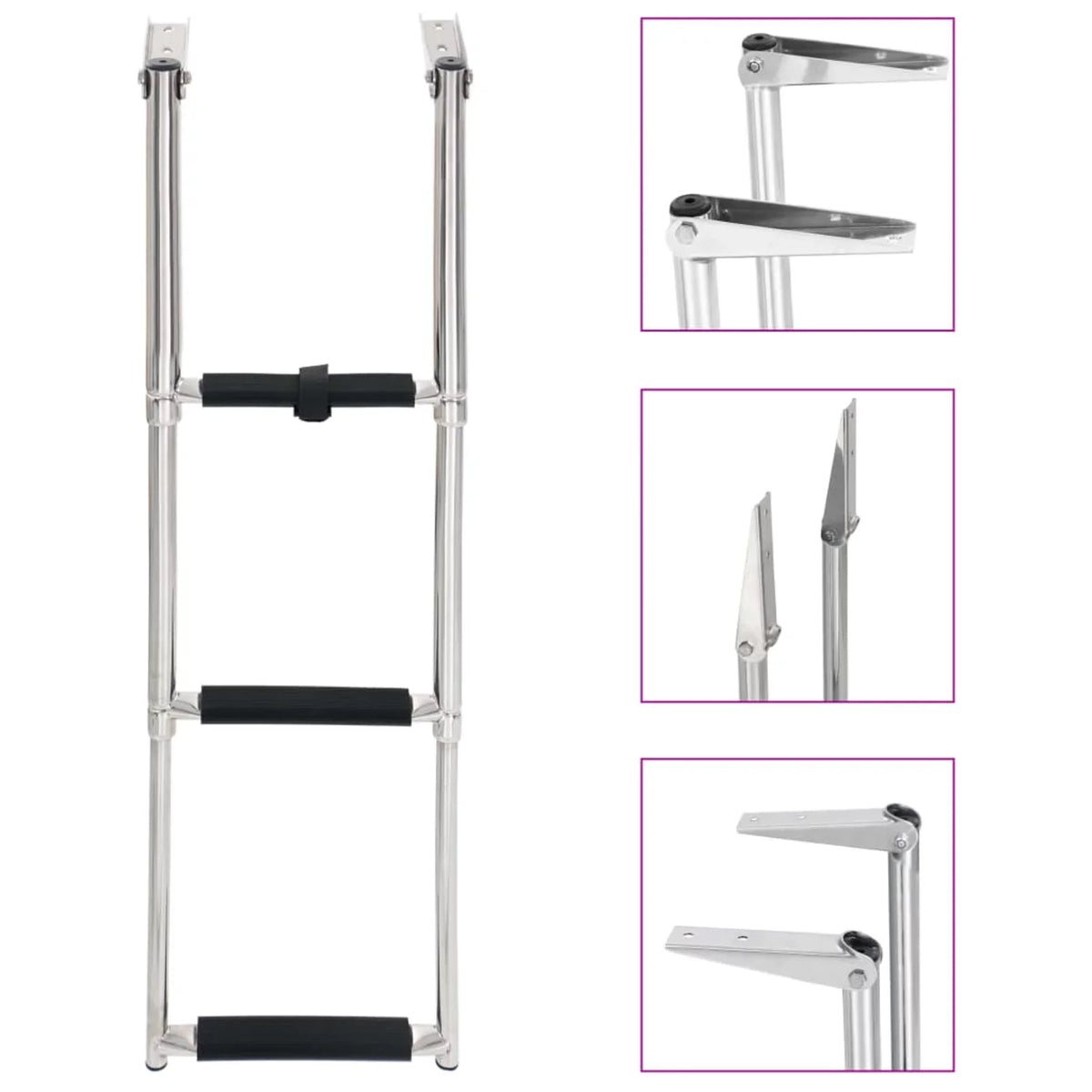 3 Ladder and Platform Ladder for Boat Dcenta Non-Slip Mounting Pool, Steel Stainless Telescopic Swimming Boarding Folding