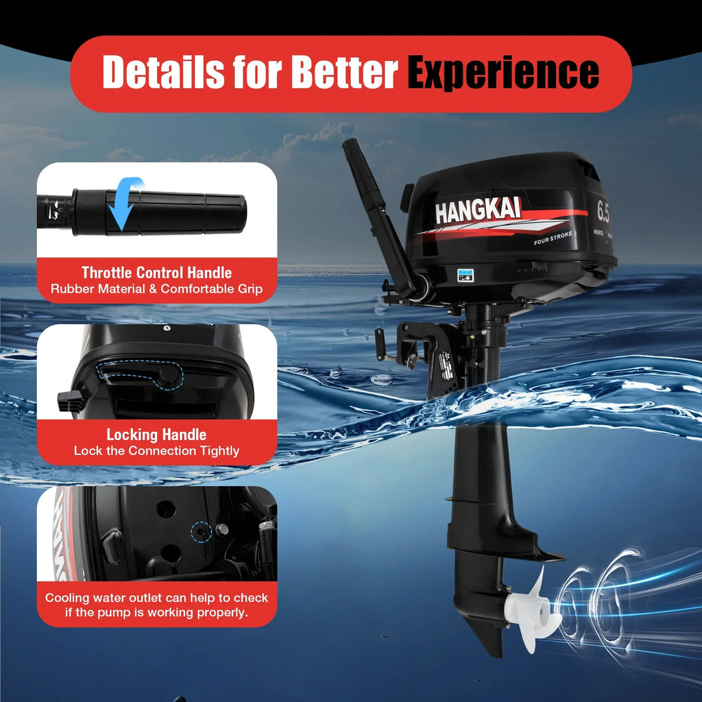 Cylinder Ignition Max Motor Cooling System Water Single 6.5HP 6000r/min 123CC with Duty & Outboard Boat Anqidi Engine Stroke 4 CDI Control Tiller Heavy