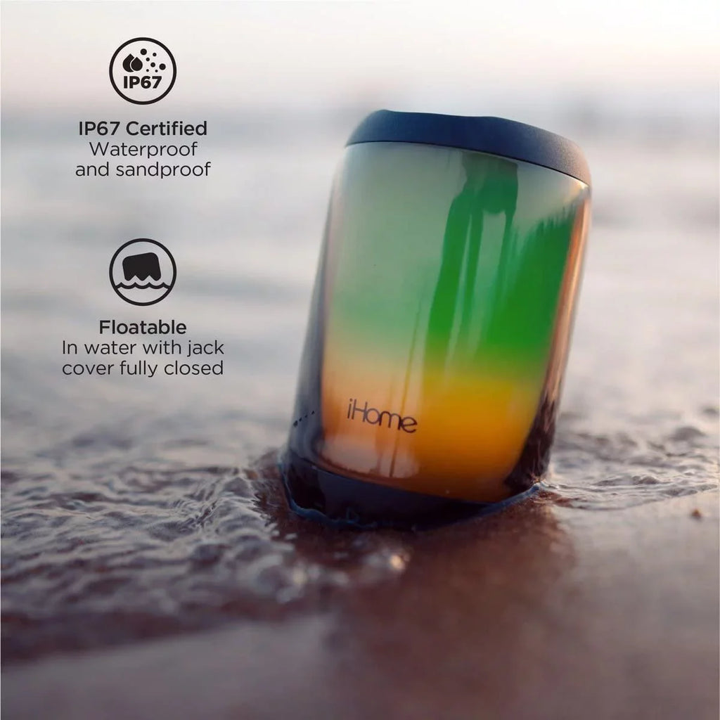 Waterproof iHome Speaker Bluetooth Speaker Lights, Portable Color-Changing with